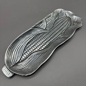 Vintage Emson Corn on the Cob Tray Pewterlium Serving Dish Pewter Look 70s Decor